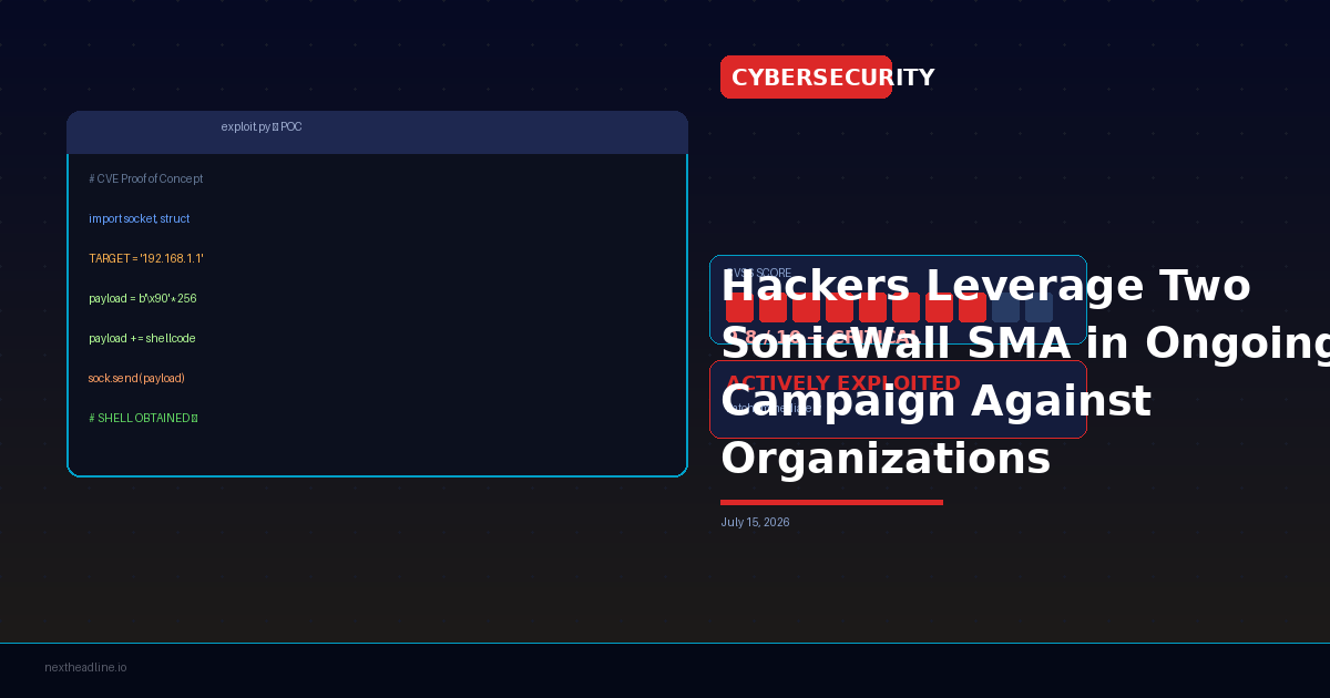 Hackers Leverage Two SonicWall SMA in Ongoing Campaign Against Organizations